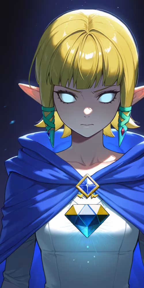 Una ilustración al estilo anime de la princesa Zelda, con unos ojos azules brillantes,... Alcatel 1C 2019