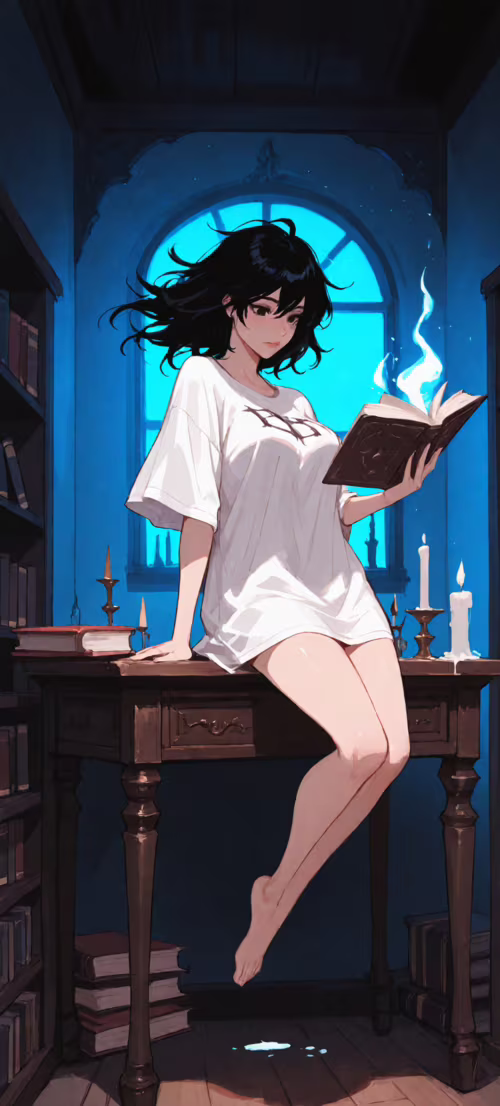 Una joven de cabello negro y corto parece levitar en un estudio oscuro, iluminado... Honor X9