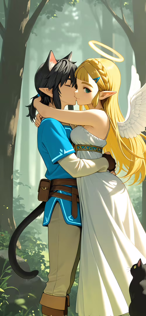 Una ilustración al estilo anime de la princesa Zelda, con alas de ángel y un halo,... Motorola Edge