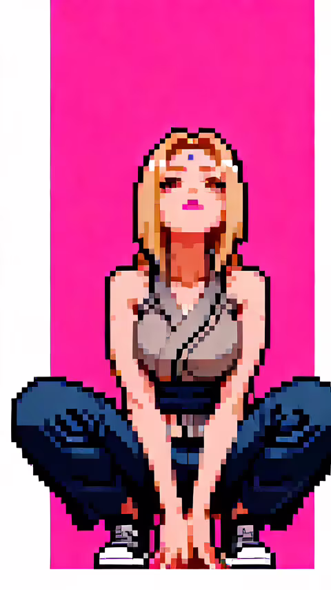Una representación en estilo pixel art de Tsunade, del anime Naruto, en una pose... Lenovo Vibe B