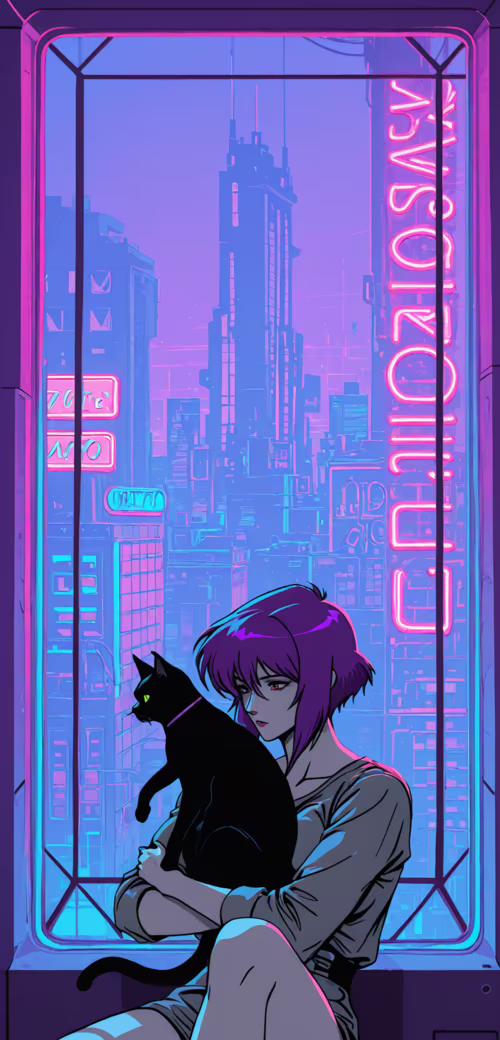 Una ilustración al estilo anime de Motoko Kusanagi, de la serie Ghost in the Shell,... Alcatel 3C