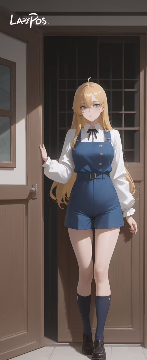 Una joven con el aspecto de un personaje de anime, de cabello rubio largo y vestida... Samsung Galaxy Z Flip