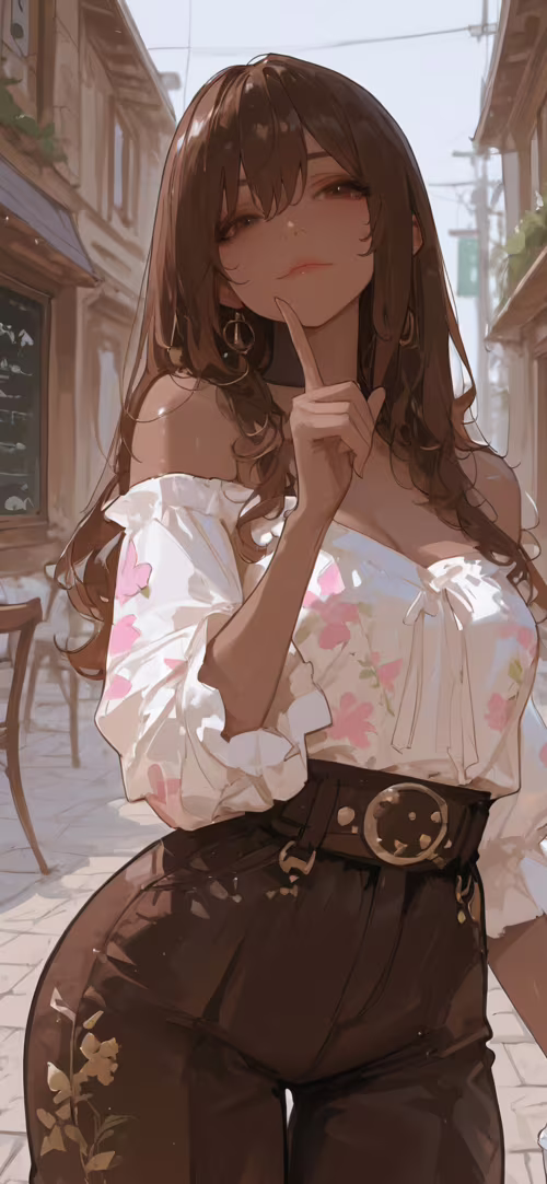 Una ilustración de estilo anime que representa a una joven con el pelo largo y castaño... Apple iPhone XR