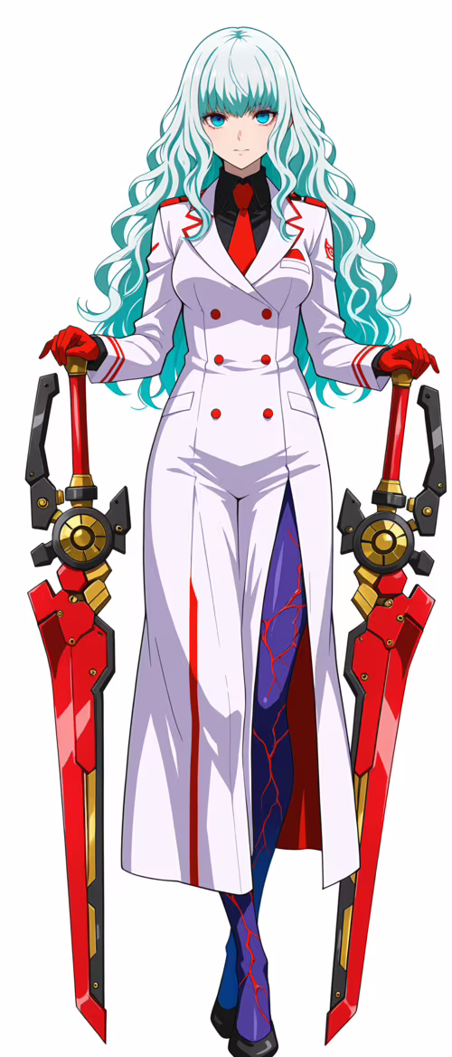 Una ilustración de cuerpo entero de una chica de anime, con el pelo largo de color... Sony Xperia 10 Plus