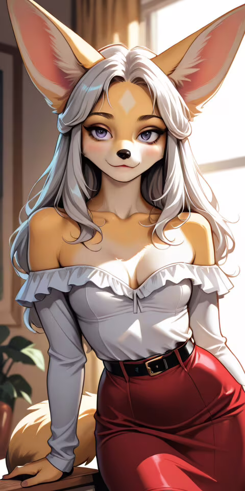 Una ilustración de estilo anime que representa a una zorra fennec femenina, con el... Alcatel 1x