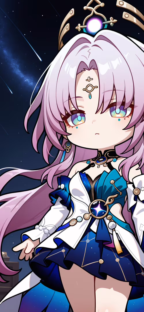 Un adorable dibujo en estilo chibi de Fu Xuan, de Honkai: Star Rail. Tiene el pelo... Apple iPhone XR