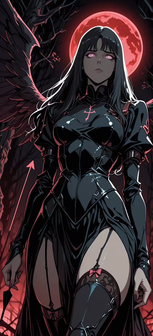 Una ilustración de estilo anime que representa a una mujer con el pelo largo y negro,... Honor Magic6 Pro