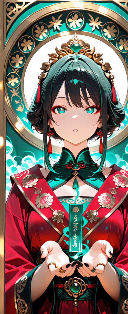 Una mujer con un estilo de animación japonesa, vestida con una túnica tradicional... Samsung Galaxy Z Flip