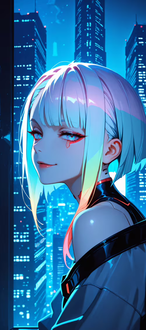 Una ilustración al estilo anime de Lucy, de la serie Cyberpunk: Edgerunners, que... Nokia 1 dot 4