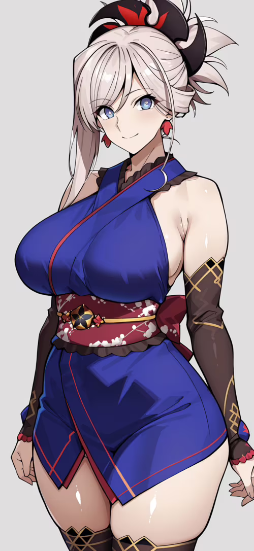 Una ilustración al estilo anime de Miyamoto Musashi, de Fate/Grand Order, sonriendo... Apple iPhone 11 Pro Max