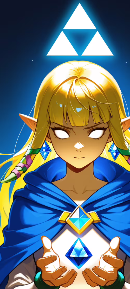 Una ilustración al estilo anime de la princesa Zelda, con unos ojos azules brillantes,... Nokia 1 dot 4