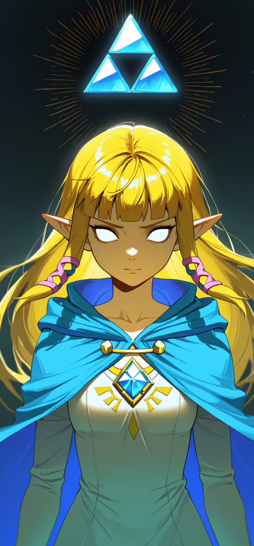 Una ilustración al estilo anime de la princesa Zelda, con unos ojos azules brillantes,... Huawei P30 Lite