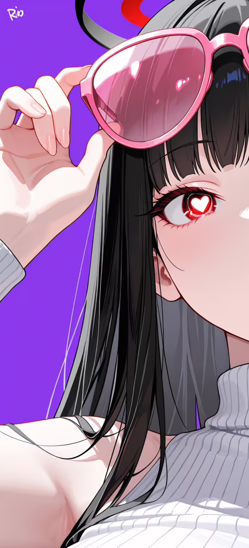 Una chica de anime con el pelo largo y negro, identificada como Rio Tsukatsuki, de...