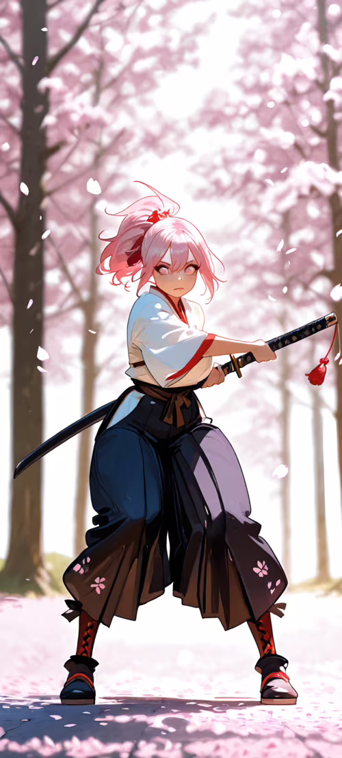 Una ilustración de estilo anime que representa a una joven con el pelo rosa recogido... Honor X9