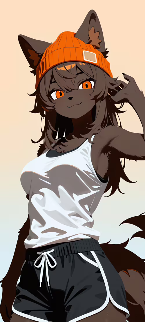 Una ilustración de estilo anime que representa a una loba antropomórfica con el pelo... Honor X9