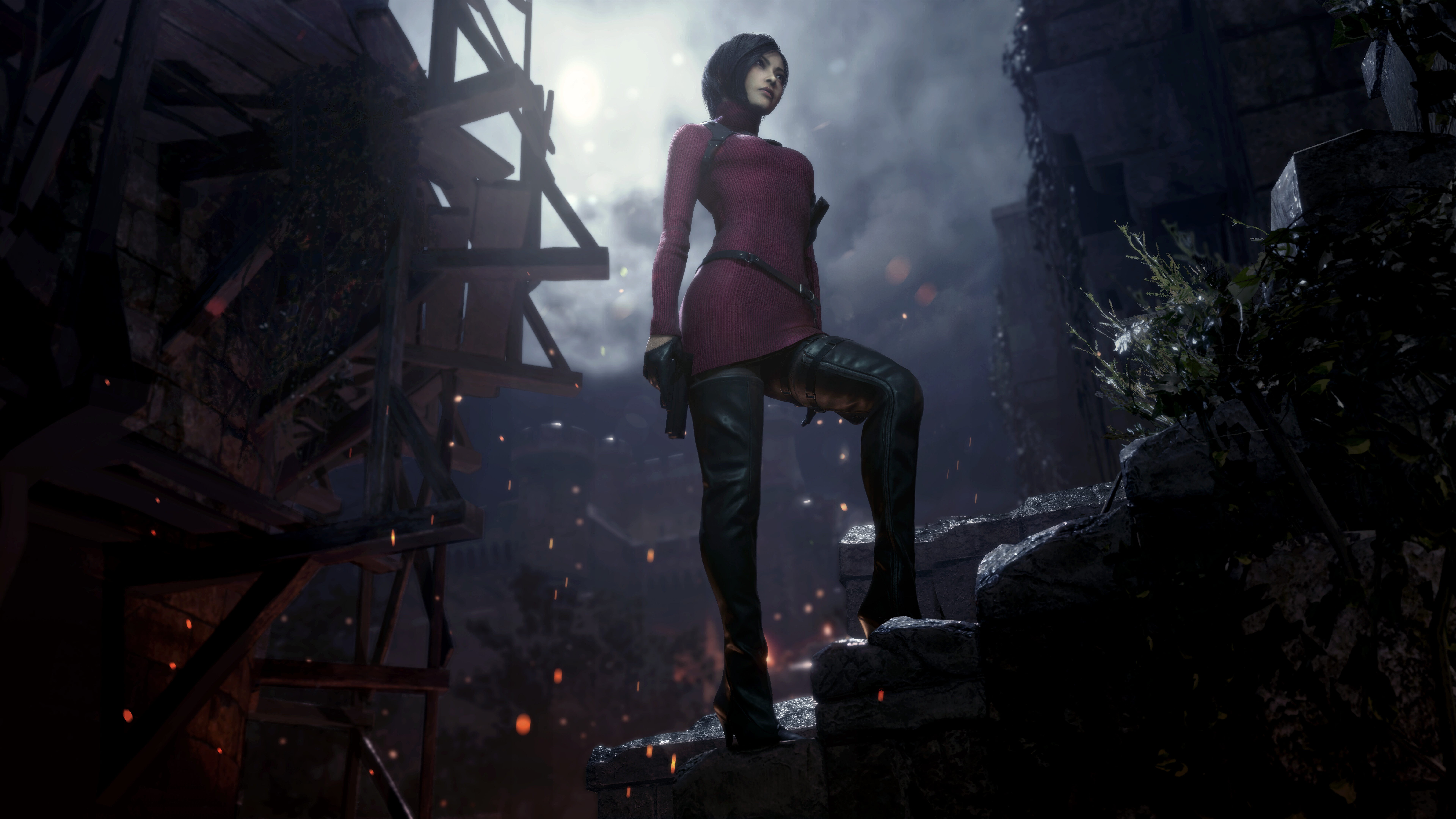 Una representación de Ada Wong con gran nivel de detalle, extraída del videojuego Resident Evil 4 (2023).