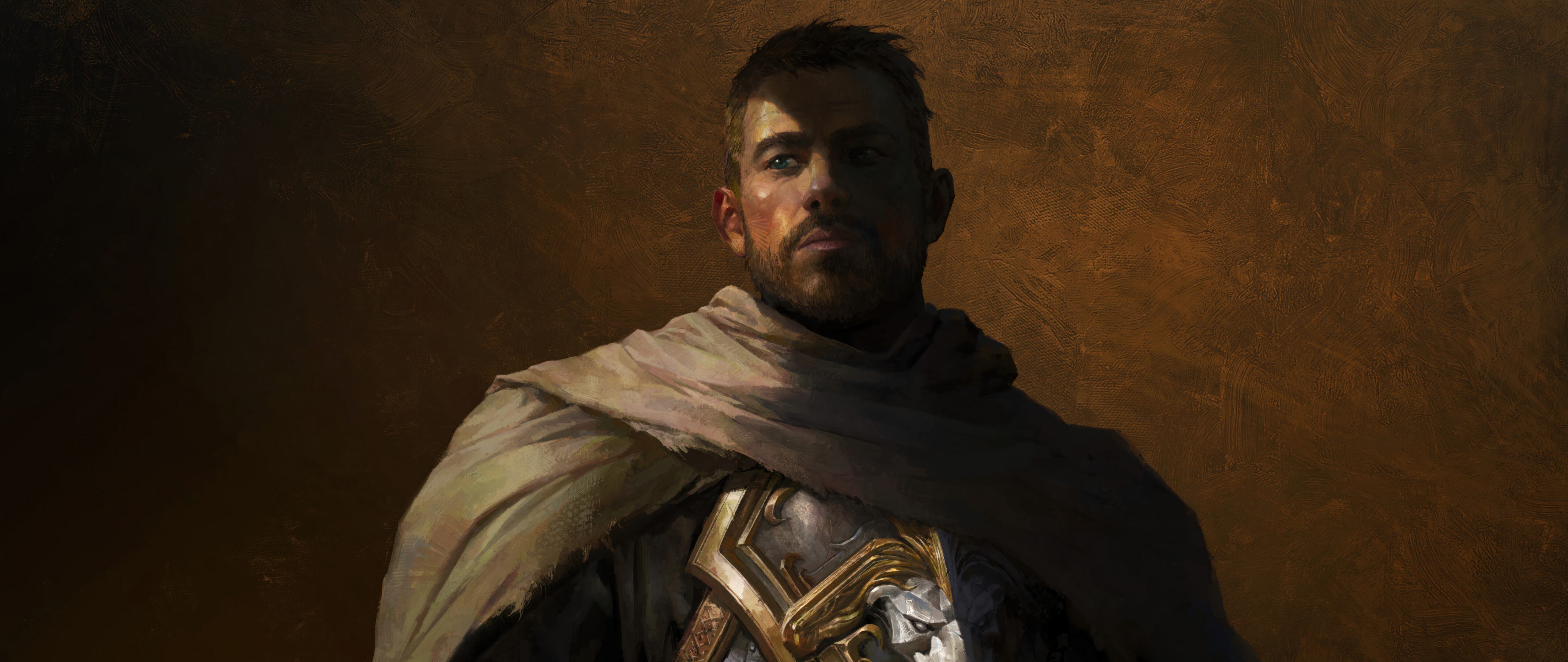 Anduin Wrynn, de World of Warcraft: The War Within, luciendo una armadura imponente.