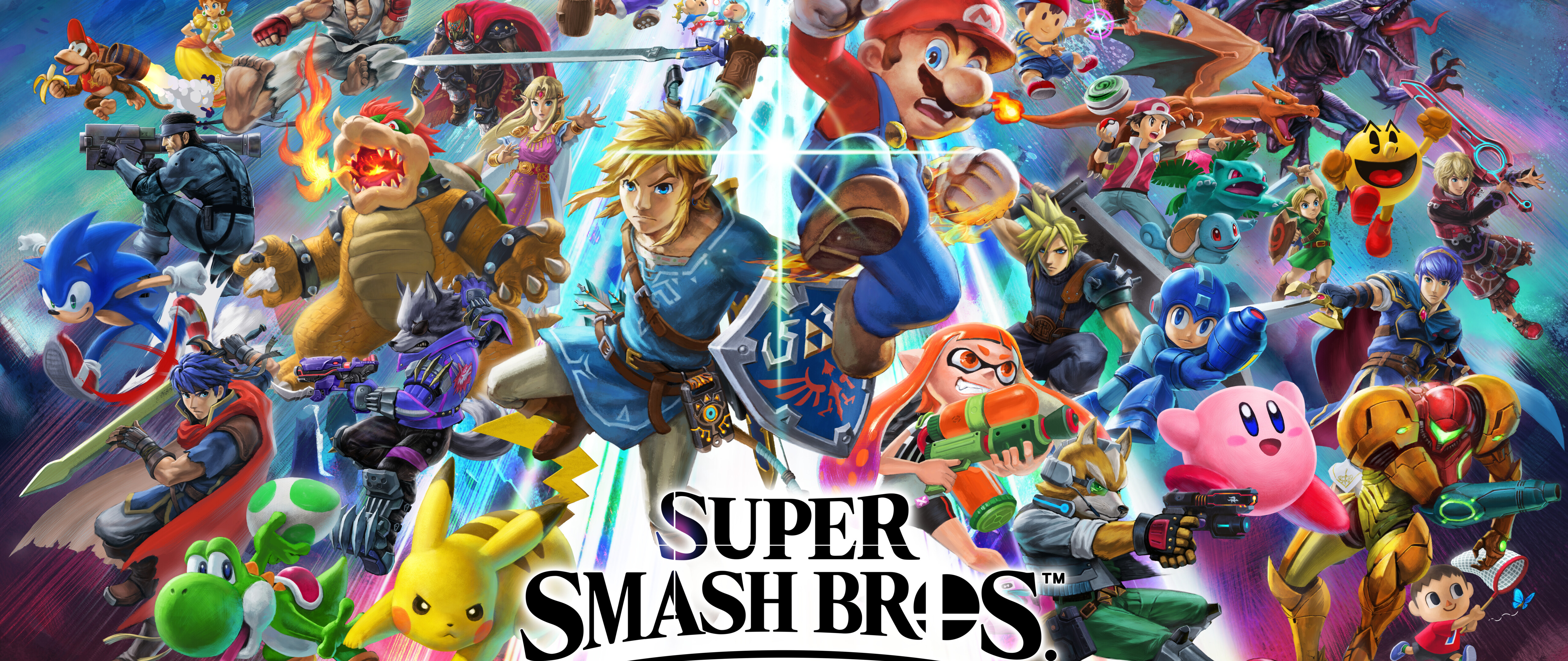 Mario, de Super Smash Bros. Ultimate, en posición de combate.