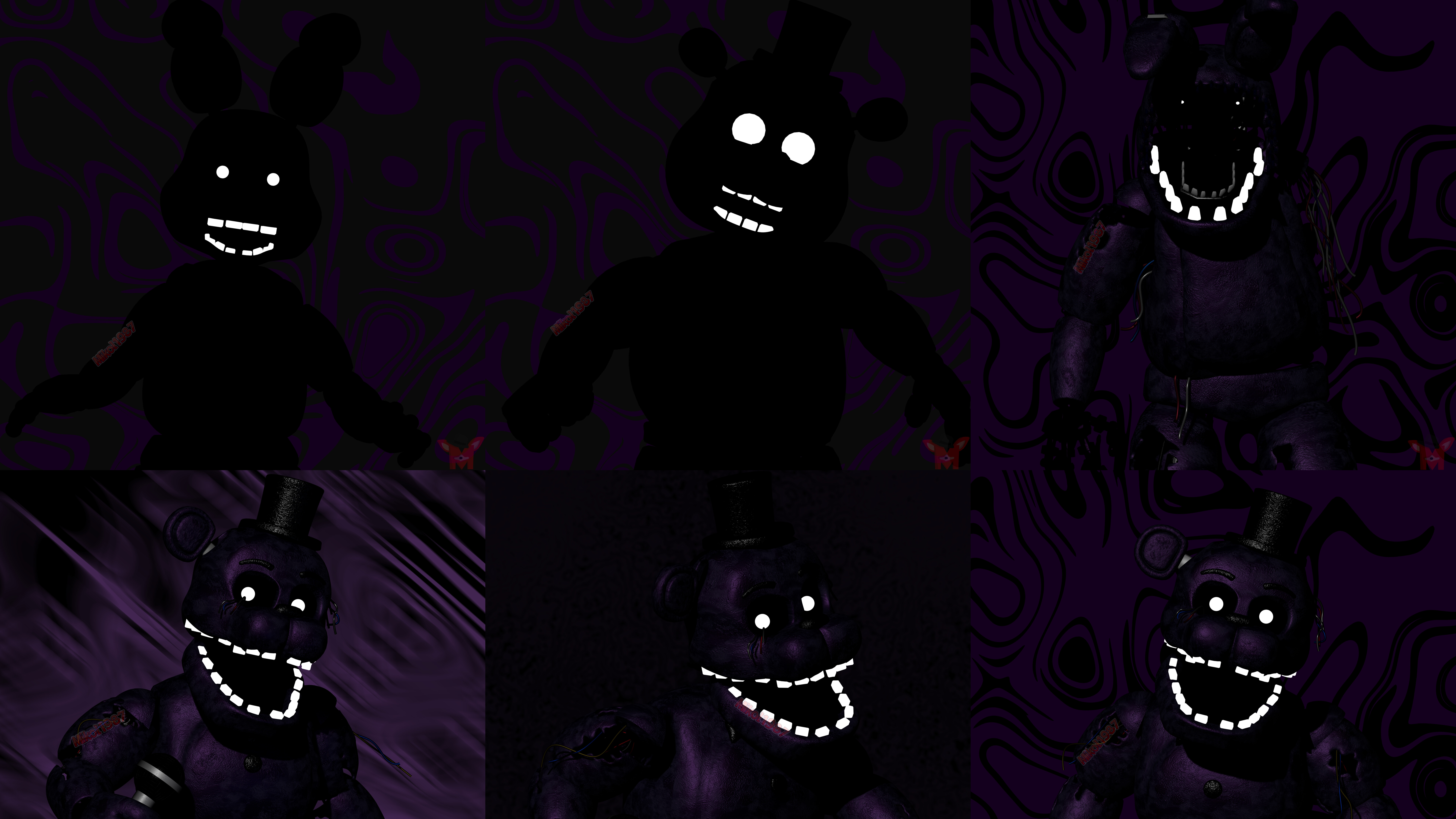 Shadow Freddy y Shadow Bonnie, personajes de la serie de videojuegos Five Nights at Freddy's.
