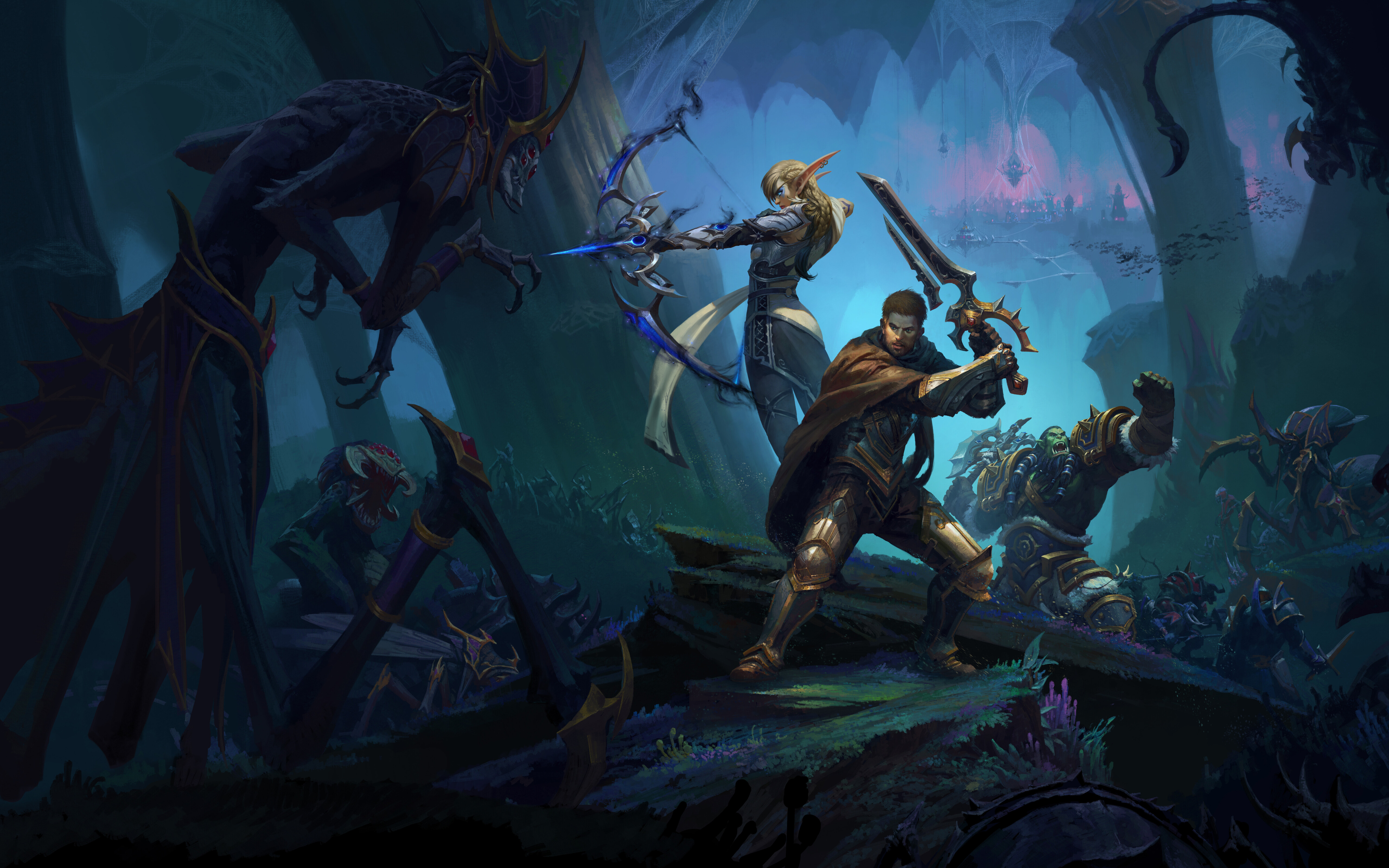 Alleria Windrunner, Anduin Wrynn y Thrall, del videojuego World of Warcraft: The War Within.