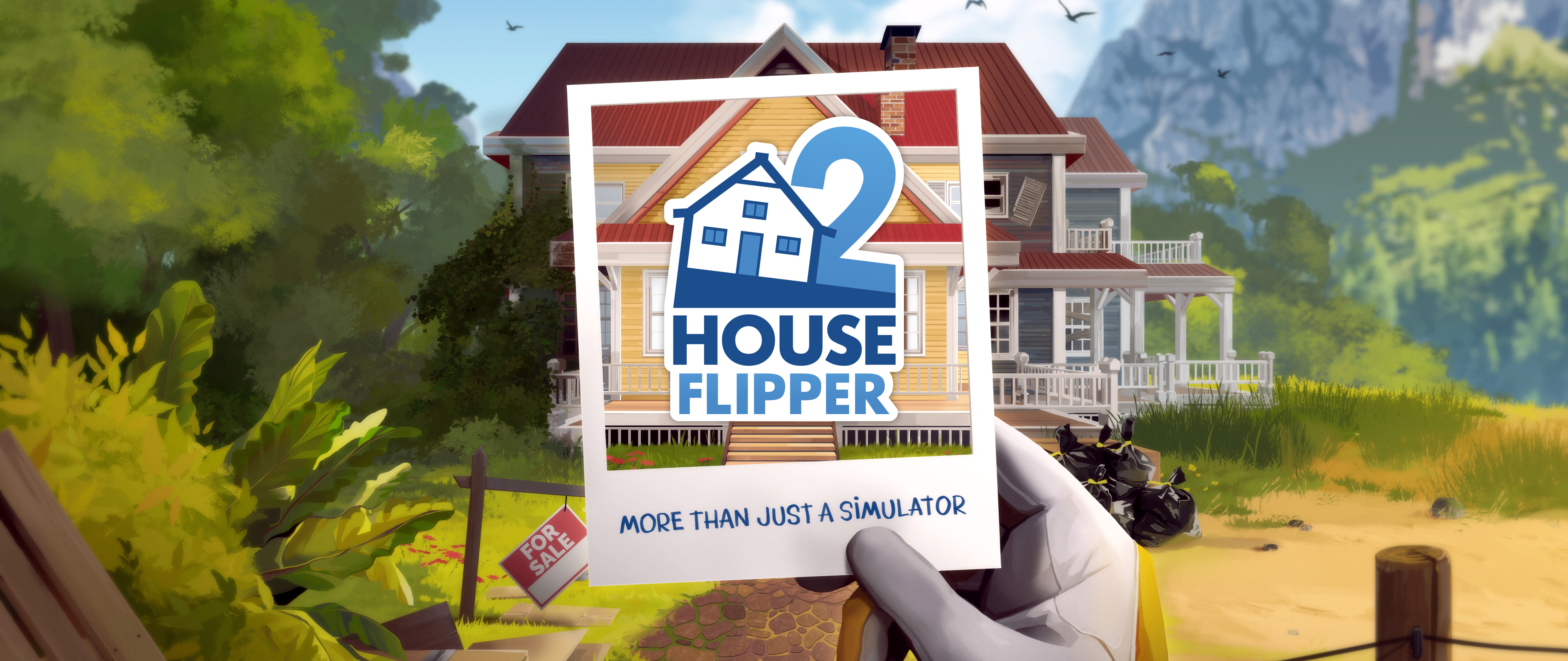 Un personaje que realiza tareas de renovación y limpieza del hogar en una habitación desordenada, con elementos del juego House Flipper 2.