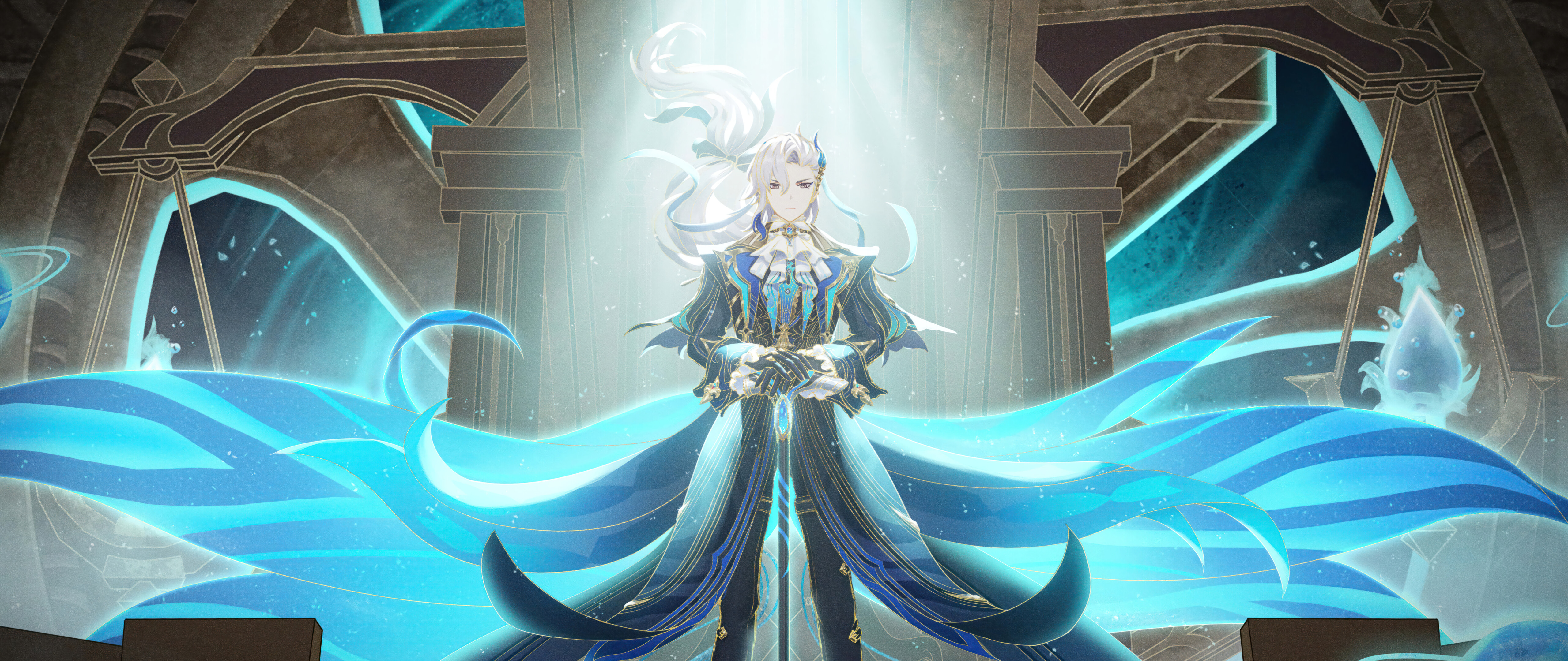 Un impresionante retrato de Neuvillette, de Genshin Impact.