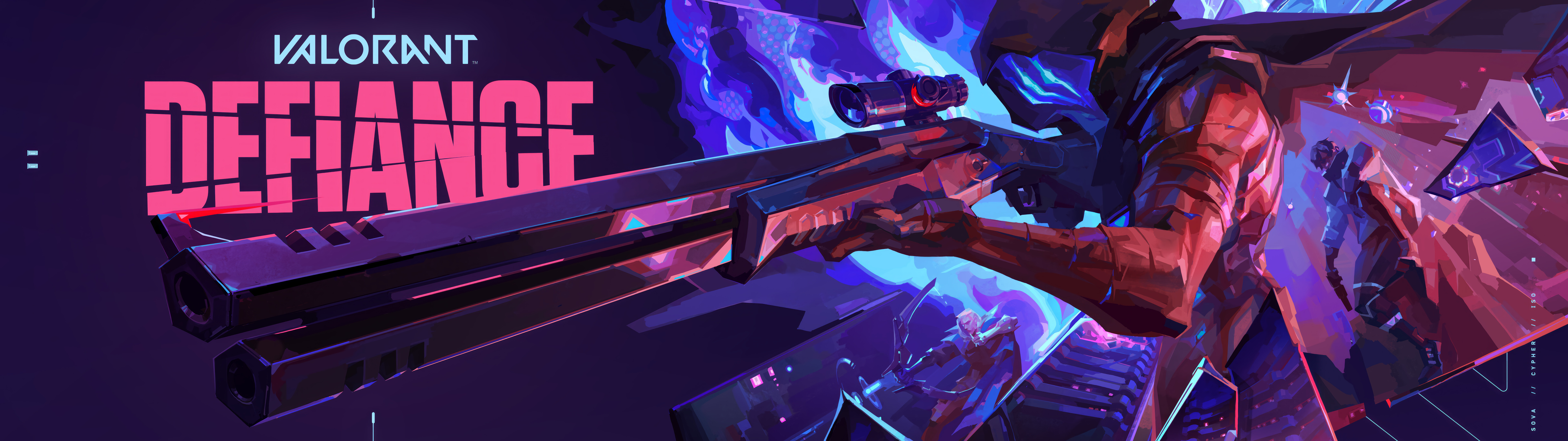 Un retrato impactante y sombrío de Omen, de Valorant, que muestra su icónica silueta con capucha y sus ojos brillantes en medio de sombras arremolinadas.