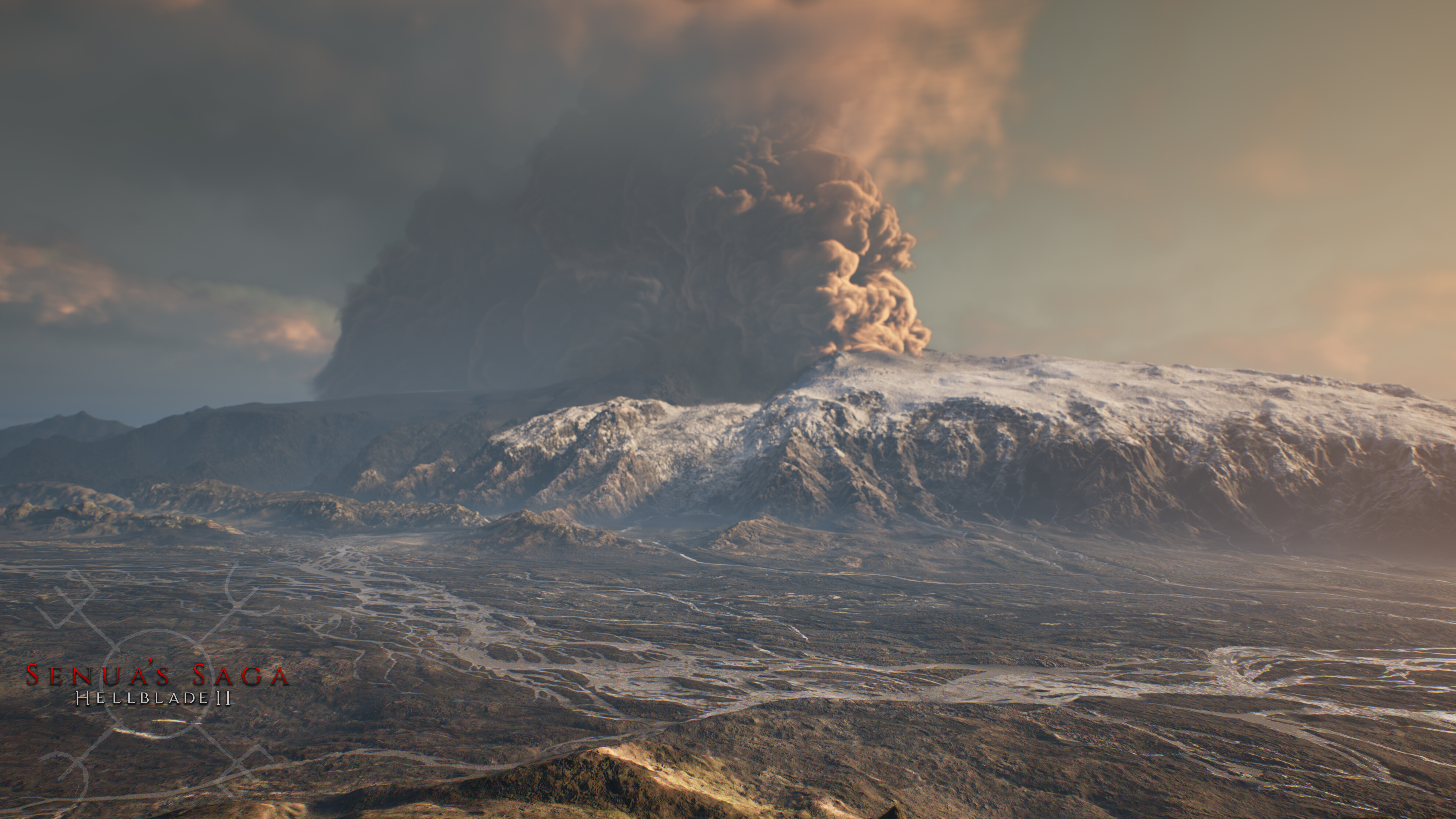 Un primer plano detallado y evocador de Senua, del videojuego Senua’s Saga: Hellblade II, que muestra su intensa expresión y su aspecto de guerrera.