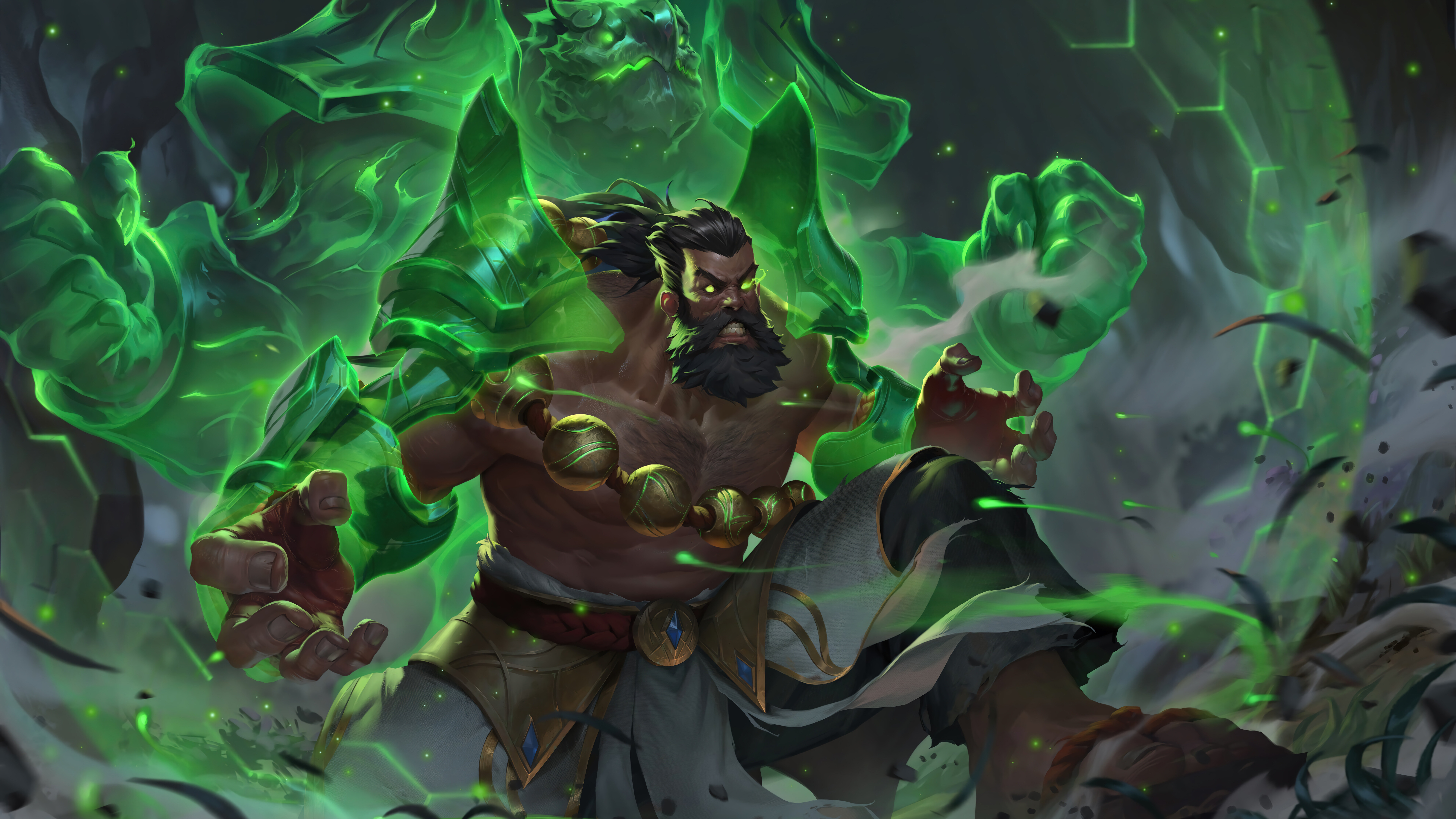 Udyr, el Caminante de Espíritus de League of Legends, en una pose primitiva y poderosa.