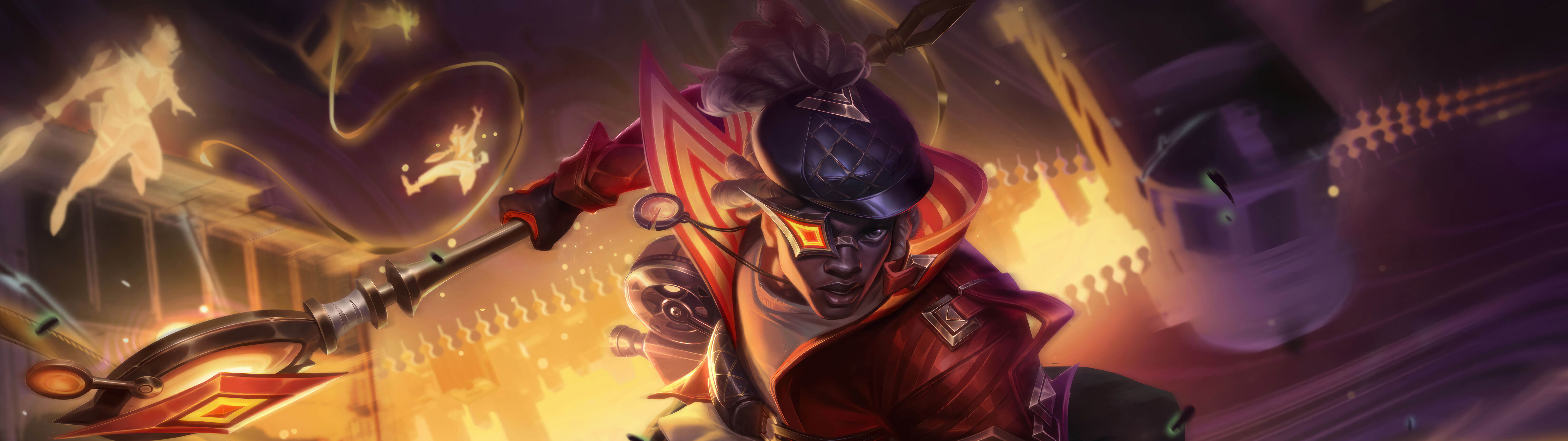 Un retrato en primer plano de Ekko, personaje de League of Legends, con detalles en color azul neón y elementos de tecnología futurista.