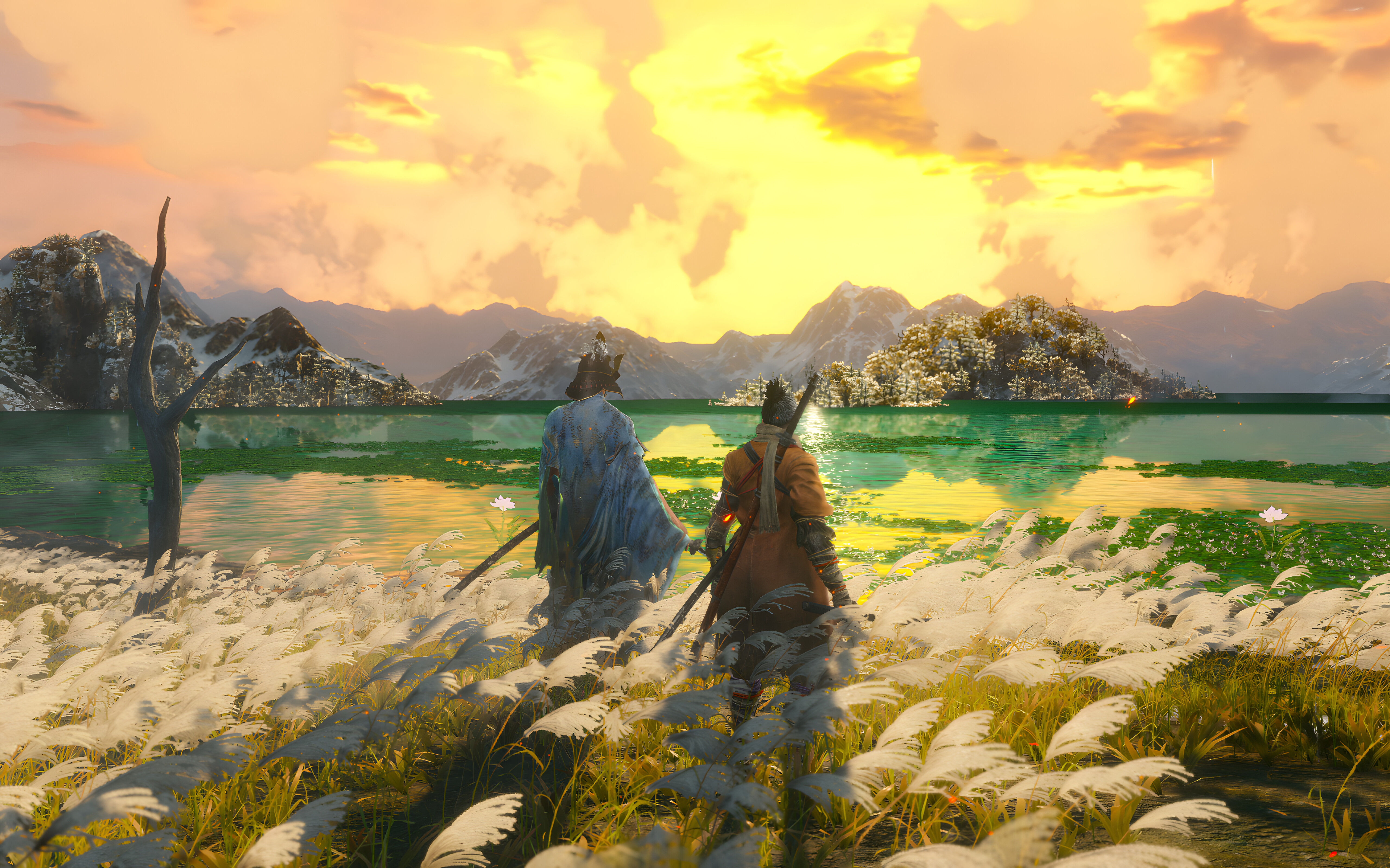 Isshin Ashina, de Sekiro: Shadows Die Twice, en un momento de reencuentro lleno de alegría.
