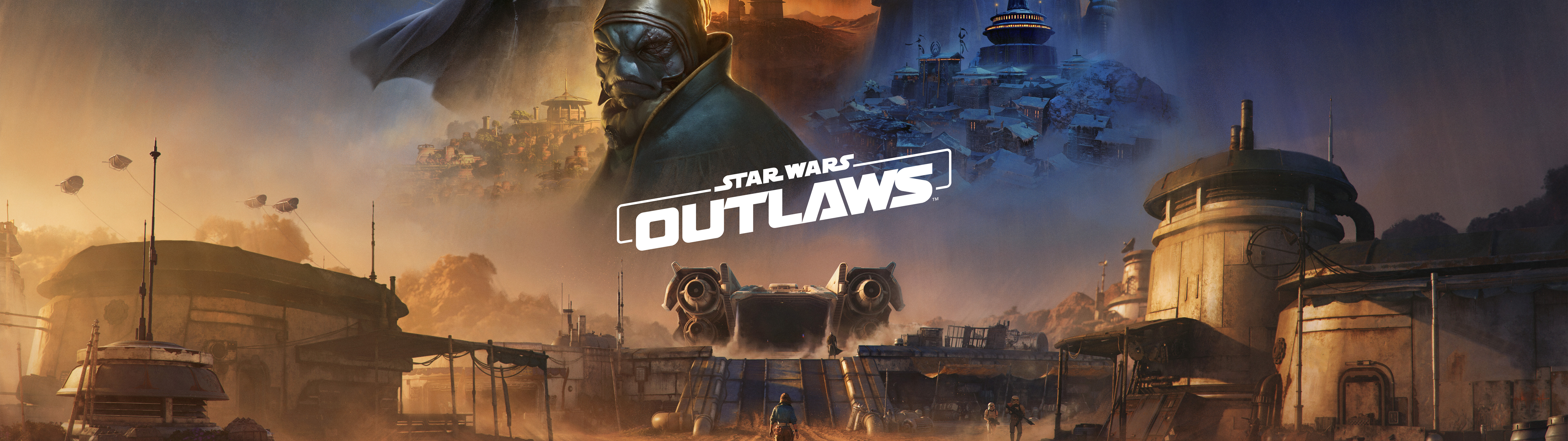 Kay Vess, del videojuego Star Wars Outlaws, en un entorno de ciencia ficción cinematográfico.