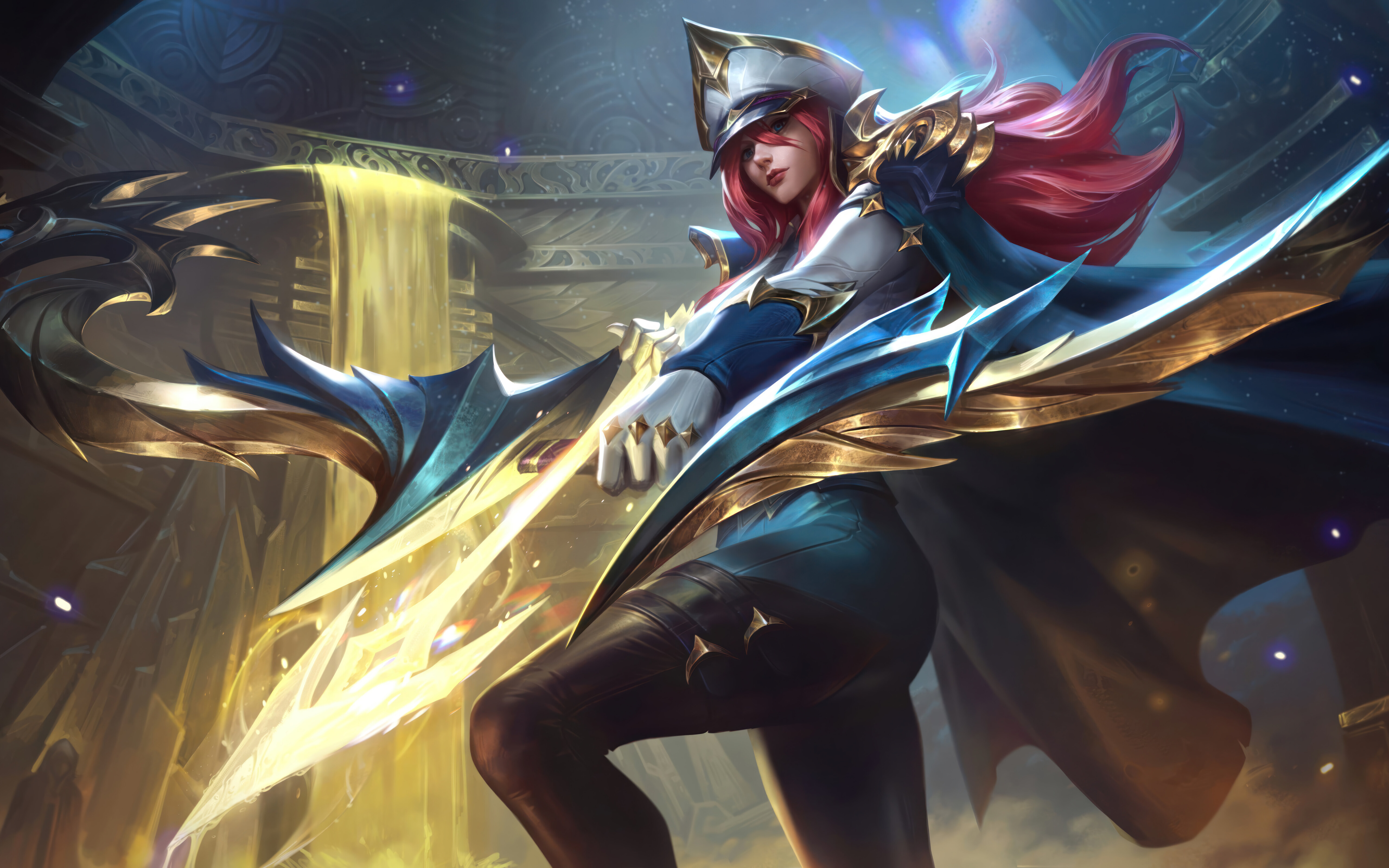 Un retrato de Ashe, la Arquera Helada, del videojuego League of Legends.