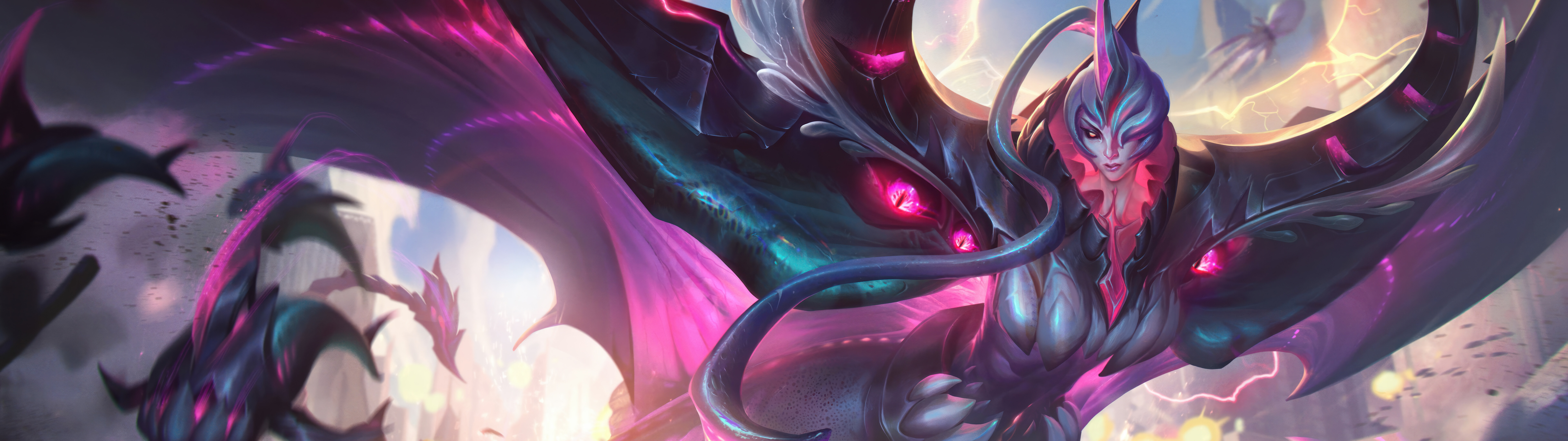 Bel’Veth, la Emperatriz del Vacío de League of Legends, con una estética cósmica y orgánica inspirada en el Vacío.