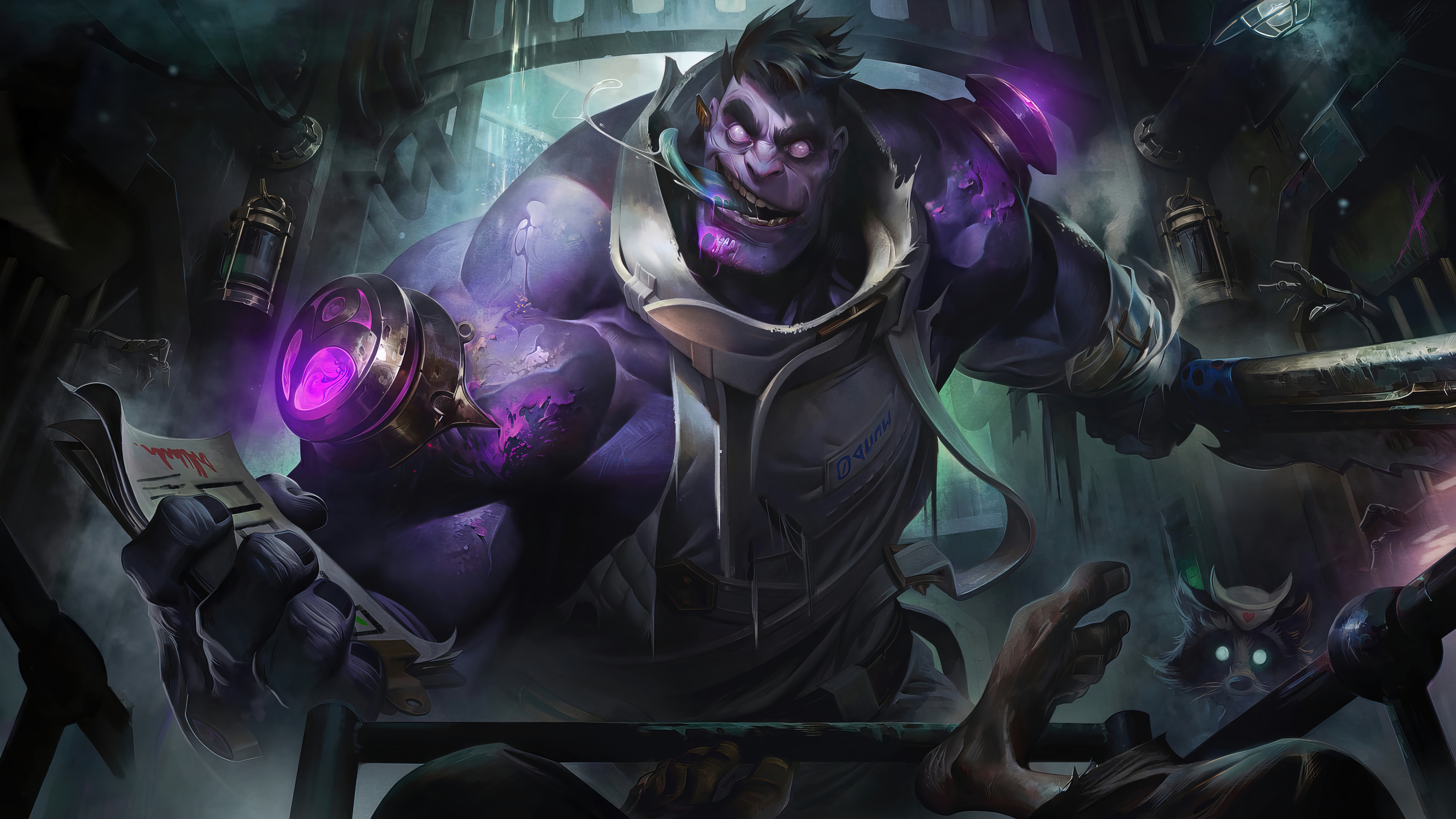 El Dr. Mundo, el campeón mutado de League of Legends, muestra su imponente y poderosa presencia.