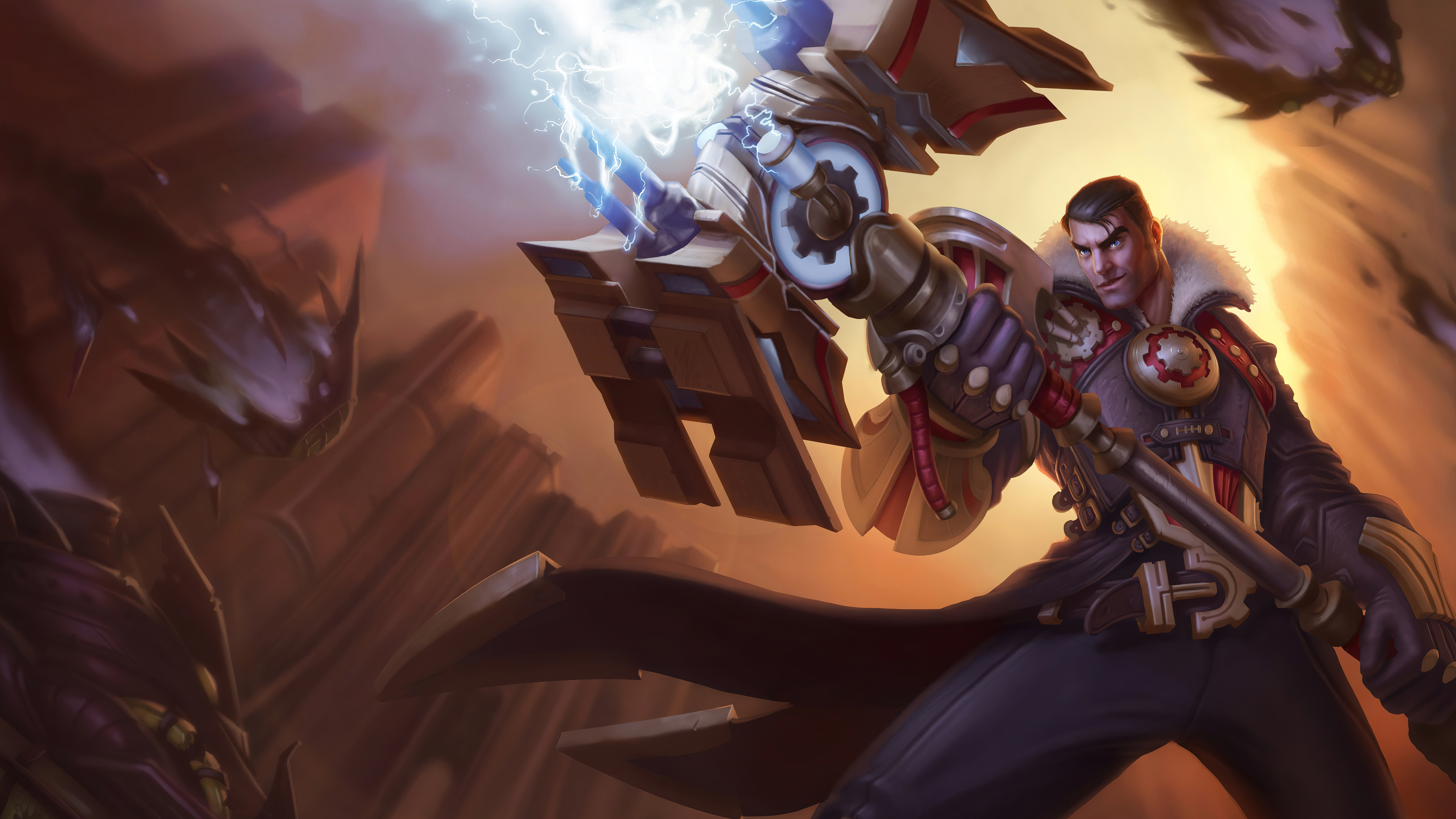 Jayce, de League of Legends: Wild Rift, empuña su característico martillo Hextech.