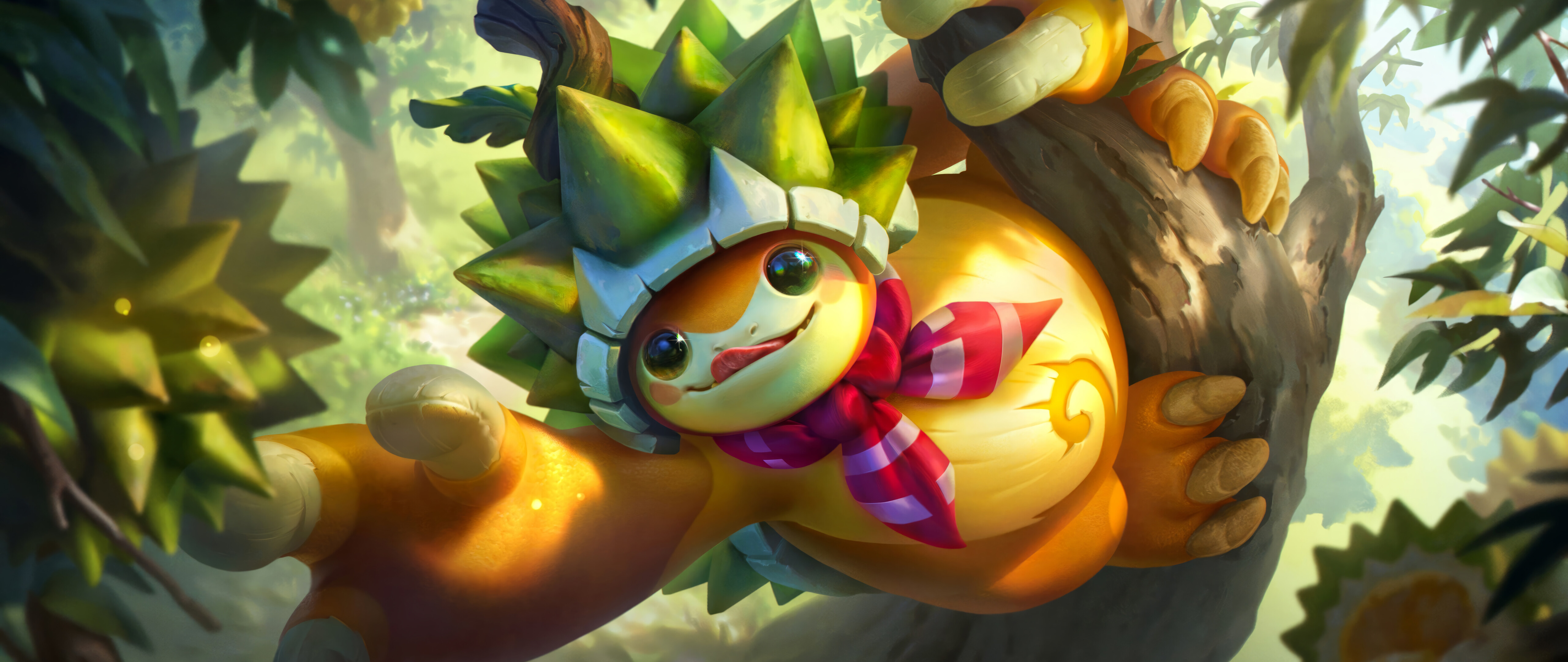 Rammus, el campeón con armadura pesada y forma de armadillo del juego League of Legends, muestra su característica caparazón con púas.